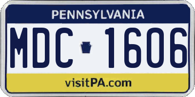 PA license plate MDC1606