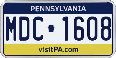 PA license plate MDC1608