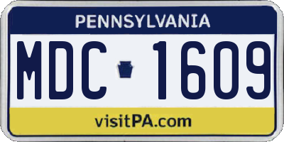 PA license plate MDC1609