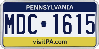 PA license plate MDC1615