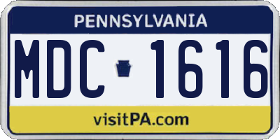 PA license plate MDC1616