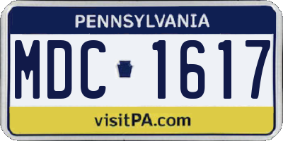 PA license plate MDC1617