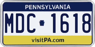 PA license plate MDC1618