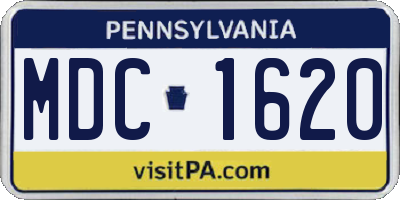 PA license plate MDC1620