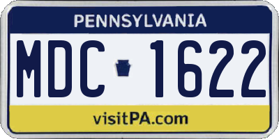 PA license plate MDC1622