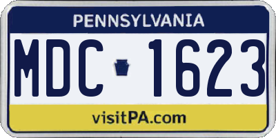 PA license plate MDC1623