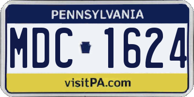 PA license plate MDC1624