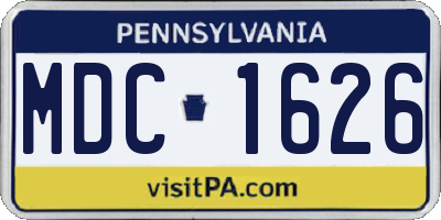 PA license plate MDC1626