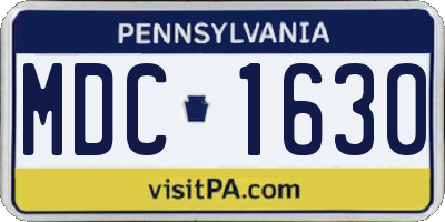 PA license plate MDC1630