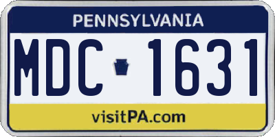 PA license plate MDC1631