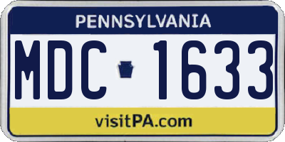 PA license plate MDC1633