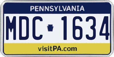 PA license plate MDC1634