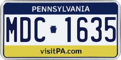 PA license plate MDC1635