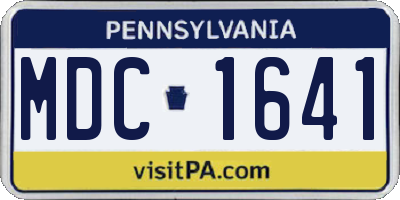 PA license plate MDC1641