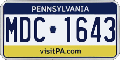 PA license plate MDC1643