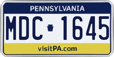 PA license plate MDC1645