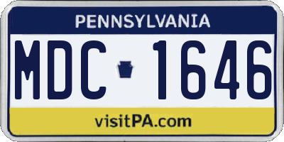 PA license plate MDC1646