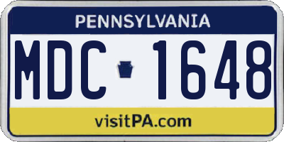 PA license plate MDC1648
