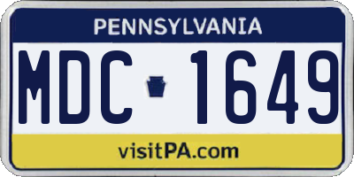 PA license plate MDC1649