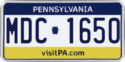 PA license plate MDC1650