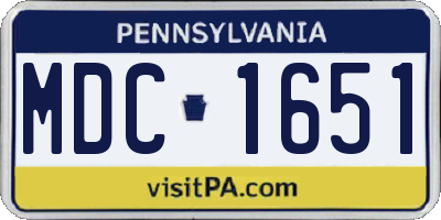 PA license plate MDC1651