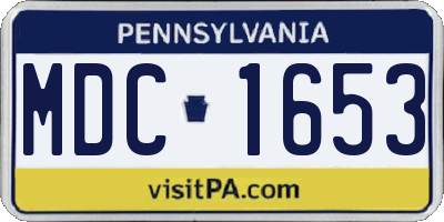 PA license plate MDC1653