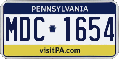PA license plate MDC1654