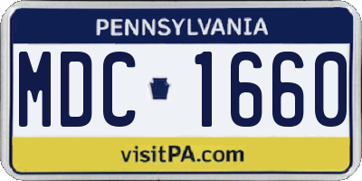 PA license plate MDC1660