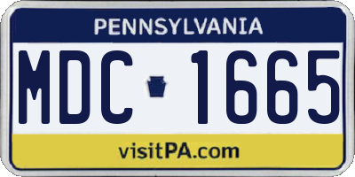 PA license plate MDC1665