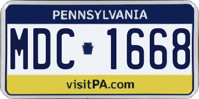 PA license plate MDC1668