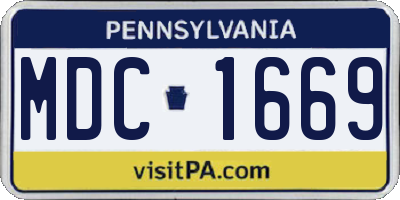 PA license plate MDC1669