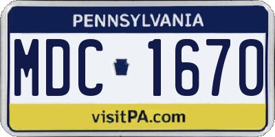 PA license plate MDC1670