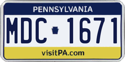 PA license plate MDC1671