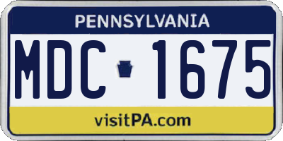 PA license plate MDC1675