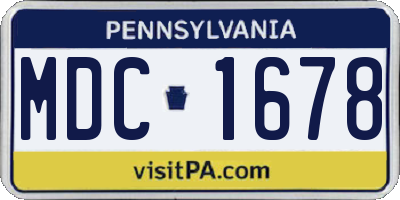 PA license plate MDC1678