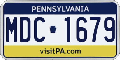 PA license plate MDC1679