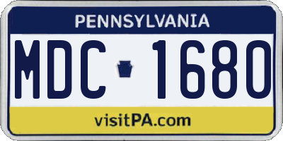 PA license plate MDC1680