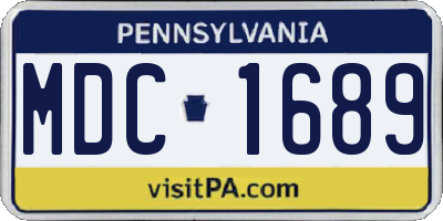 PA license plate MDC1689