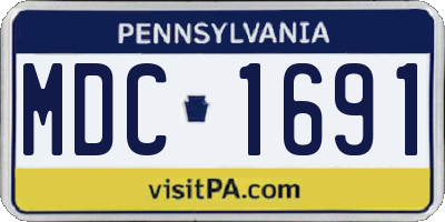 PA license plate MDC1691