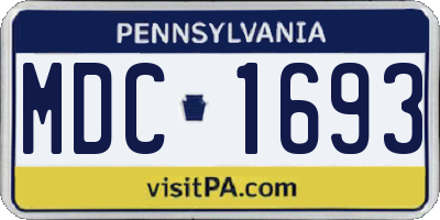 PA license plate MDC1693