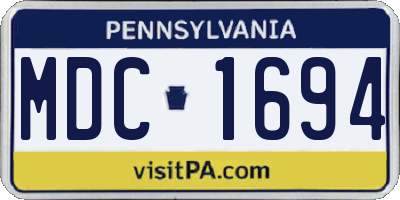 PA license plate MDC1694