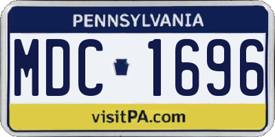 PA license plate MDC1696