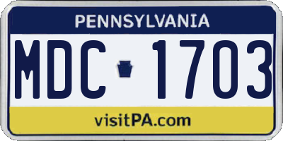 PA license plate MDC1703