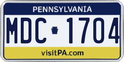 PA license plate MDC1704