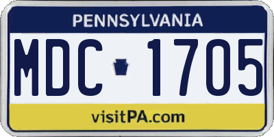 PA license plate MDC1705
