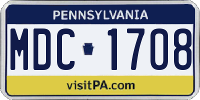 PA license plate MDC1708