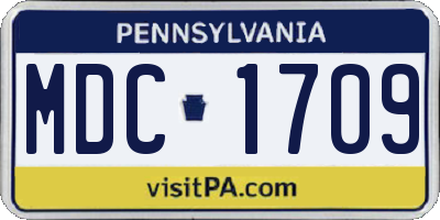 PA license plate MDC1709