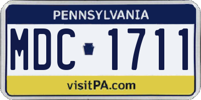 PA license plate MDC1711