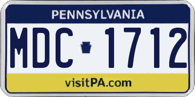 PA license plate MDC1712