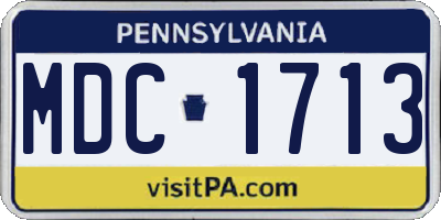 PA license plate MDC1713